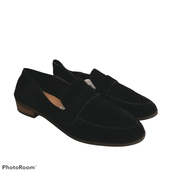 Lucky Brand Black Suede Loafer Shoes Block Heel Size 9M - Picture 6 of 15